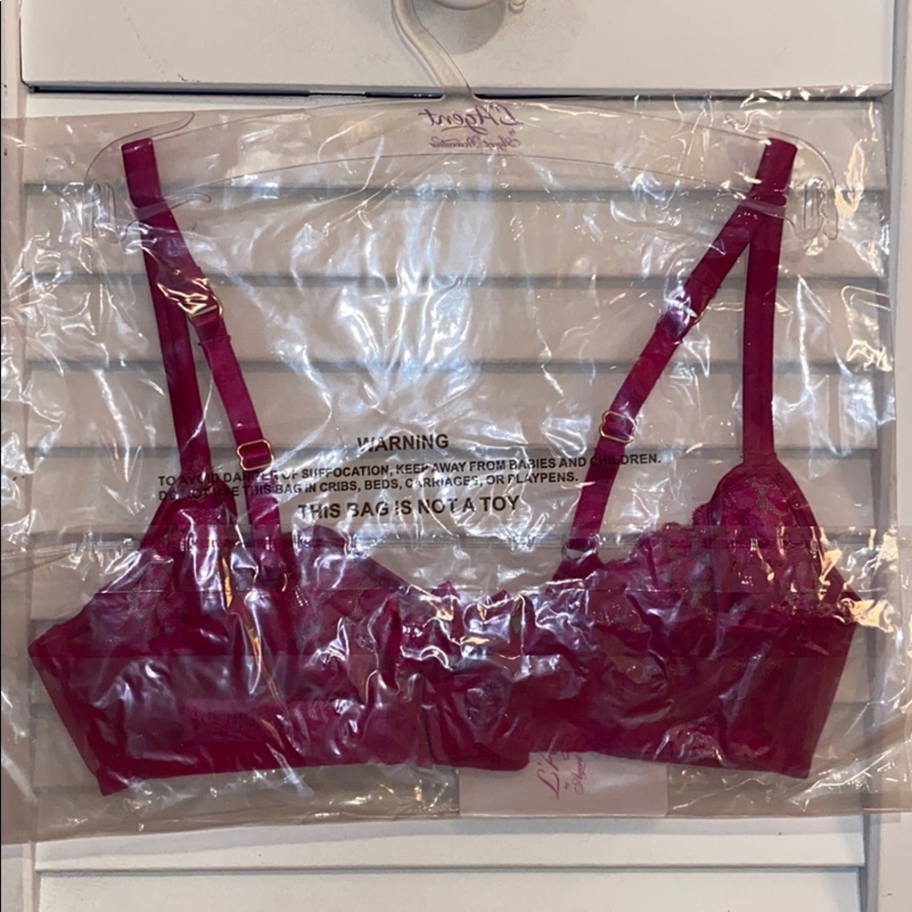 NWT L’Agent by AP Odessa Mesh Demi Bra, Cerise - Picture 6 of 12